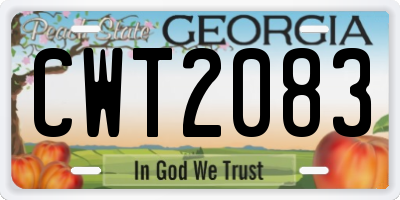 GA license plate CWT2083