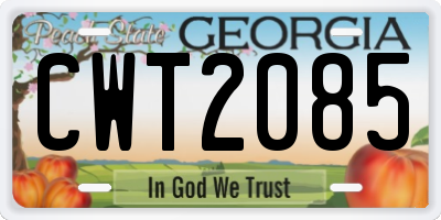 GA license plate CWT2085