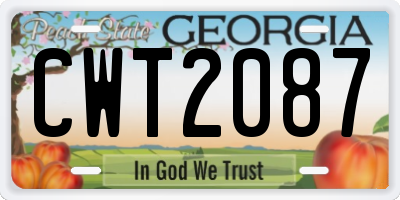 GA license plate CWT2087