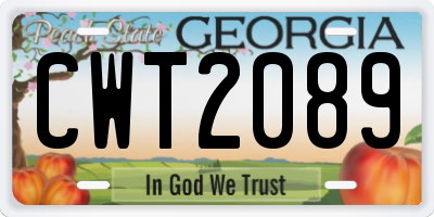 GA license plate CWT2089