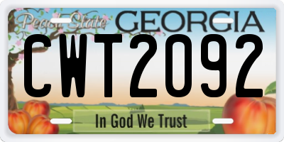 GA license plate CWT2092
