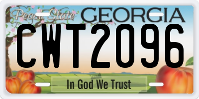 GA license plate CWT2096