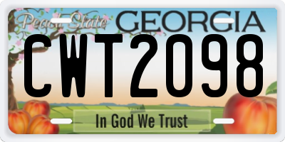 GA license plate CWT2098