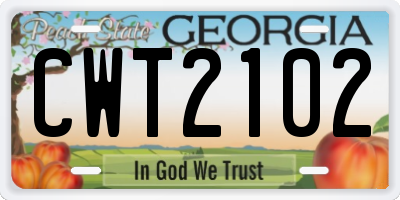 GA license plate CWT2102