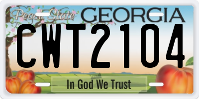 GA license plate CWT2104