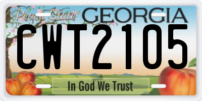 GA license plate CWT2105