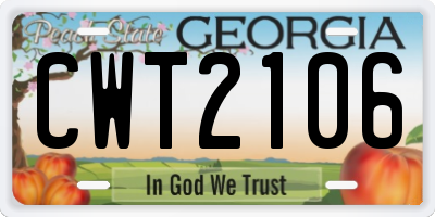 GA license plate CWT2106