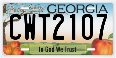 GA license plate CWT2107