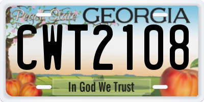 GA license plate CWT2108