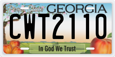 GA license plate CWT2110