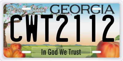 GA license plate CWT2112