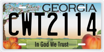 GA license plate CWT2114