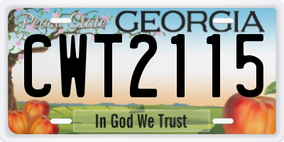 GA license plate CWT2115