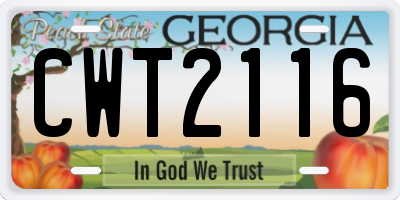 GA license plate CWT2116