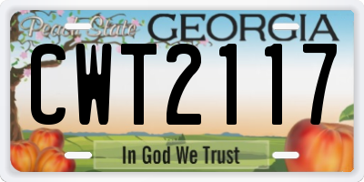 GA license plate CWT2117
