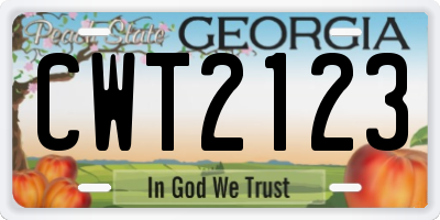 GA license plate CWT2123