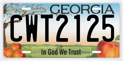 GA license plate CWT2125