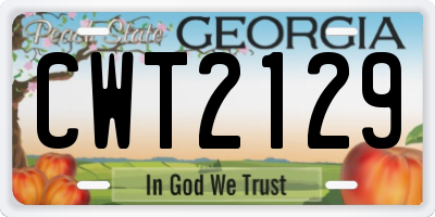 GA license plate CWT2129