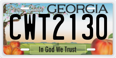GA license plate CWT2130