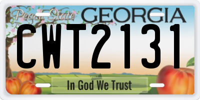 GA license plate CWT2131