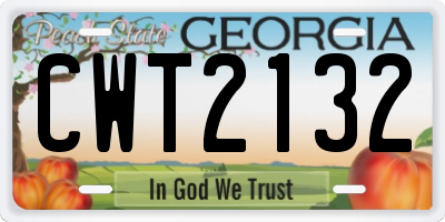 GA license plate CWT2132