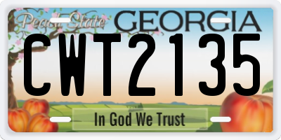 GA license plate CWT2135