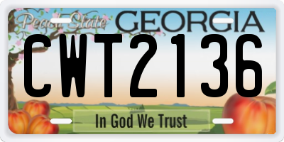 GA license plate CWT2136