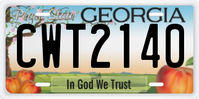 GA license plate CWT2140