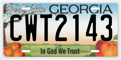 GA license plate CWT2143