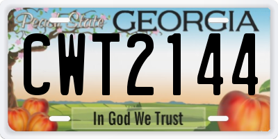 GA license plate CWT2144