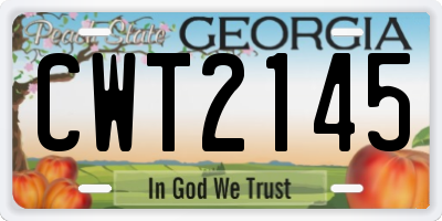 GA license plate CWT2145