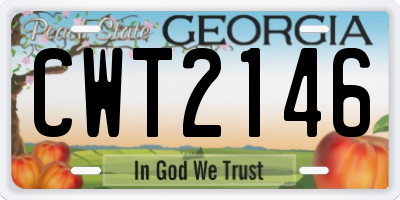 GA license plate CWT2146