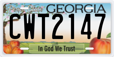 GA license plate CWT2147