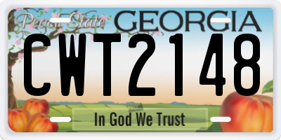 GA license plate CWT2148