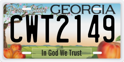 GA license plate CWT2149