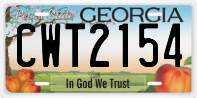 GA license plate CWT2154