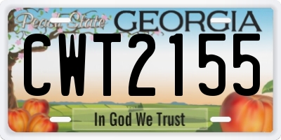 GA license plate CWT2155