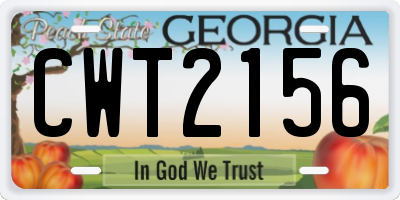 GA license plate CWT2156