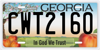 GA license plate CWT2160