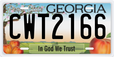 GA license plate CWT2166