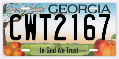 GA license plate CWT2167