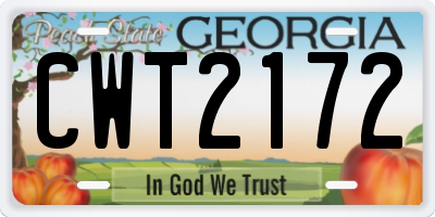 GA license plate CWT2172