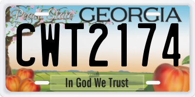 GA license plate CWT2174