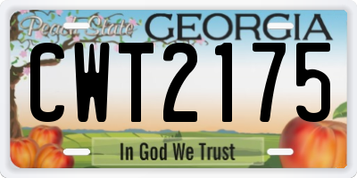 GA license plate CWT2175