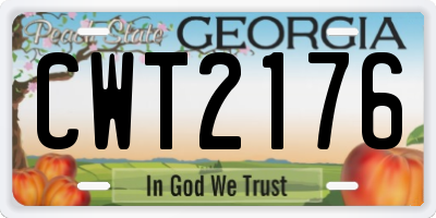 GA license plate CWT2176