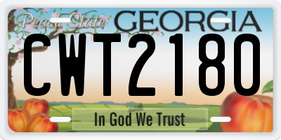 GA license plate CWT2180
