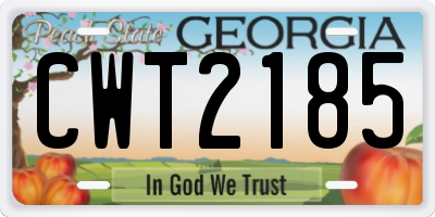 GA license plate CWT2185