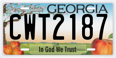GA license plate CWT2187
