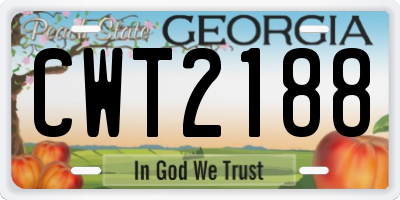 GA license plate CWT2188