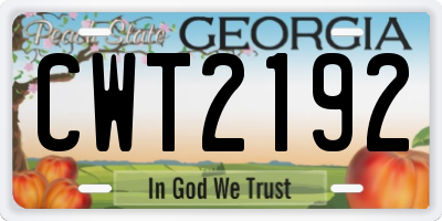 GA license plate CWT2192